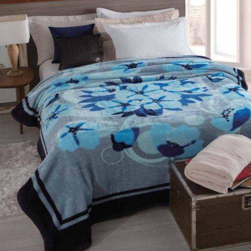 Cobertor Microfibra Casal Dyuri Cinta Katmandu Azul Jolitex