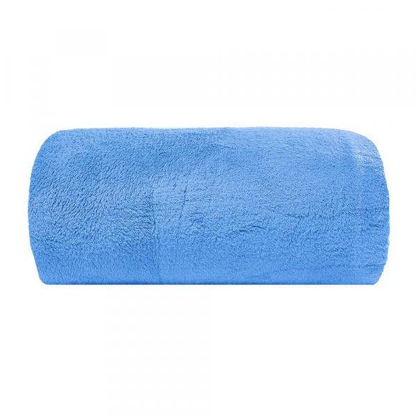 Cobertor Microfibra - Casal - Liso - Azul - 1,80m X 2,20m - Camesa