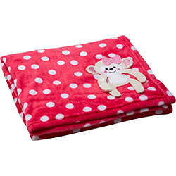 Cobertor para Bebê Poá Rosa Macaquinha - First Steps