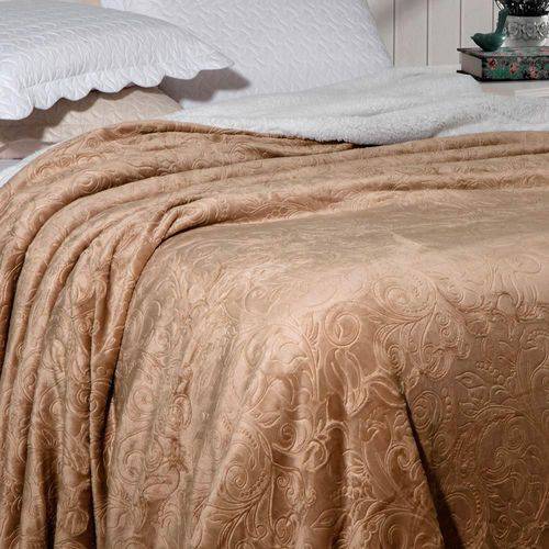 Cobertor Soft Flannel Queen Vermont Sherpa Khaki - 100% Poliéster - Inter Home - Rozac