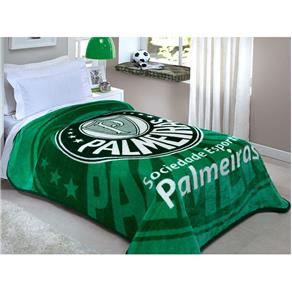 Cobertor Solteiro Estampado Palmeiras F.c 2,00x1,50cm 100% Poliéster Corttex - Verde