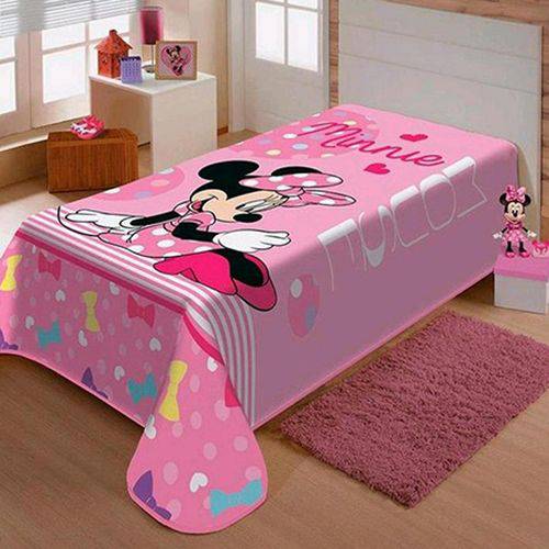 Cobertor Solteiro Jolitex Raschel Infantil Minnie