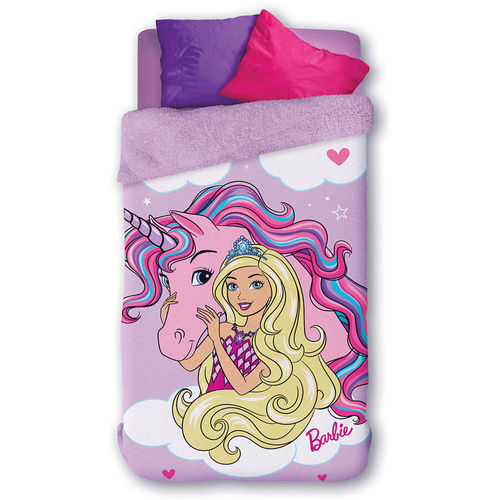 Cobertor Solteiro Lepper Barbie Reinos Mágicos Dupla Face Lilás 1,55 X 2,20