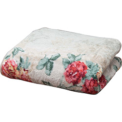 Cobertor Solteiro Raschel Floral Marfim - Casa & Conforto