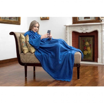Cobertor Tv com Mangas 1.60x1.30m - Azul - Loani Presentes