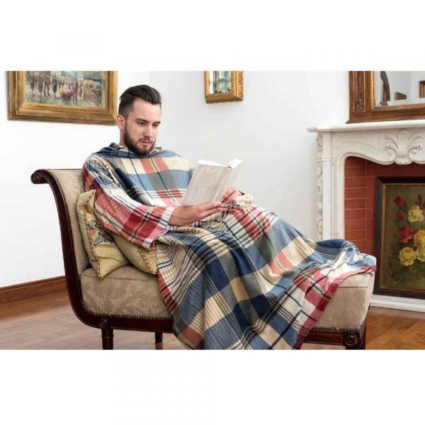 Cobertor Tv com Mangas Solteiro 1.60x1.30m Xadrez - Loani