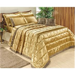 Cobre Leito Casal Queen Safari Cetim Charmousse - Amarelo Ouro