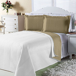 Cobre-leito Dual Color Casal com 2 Porta-travesseiros Branco e Bege Orb
