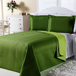 Cobre-leito Dual Color Queen com 2 Porta-travesseiros Bandeira e Verde Orb