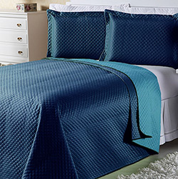 Cobre-leito Dual Color Solteiro com Porta-travesseiro Marinho e Azul Turqueza Orb