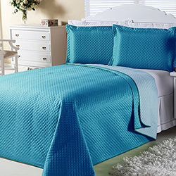 Cobre-leito Dual Color Solteiro com Porta-travesseiro Turqueza e Azul Claro Orb