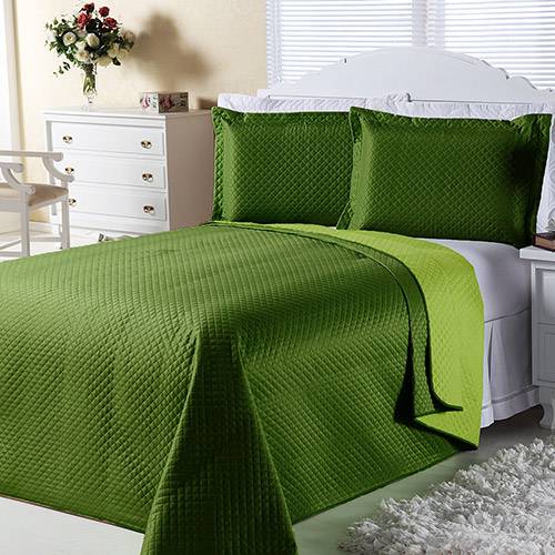 Cobreleito Dual Color Casal com 2 Porta Travesseiros Bandeira e Verde Claro - Enxovais Aquarela