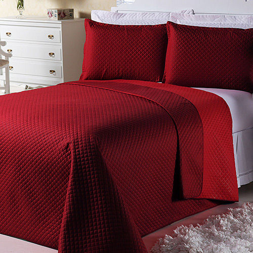 Cobreleito Dual Color Solteiro com Porta Travesseiro Scarlet e Vermelho - Orb