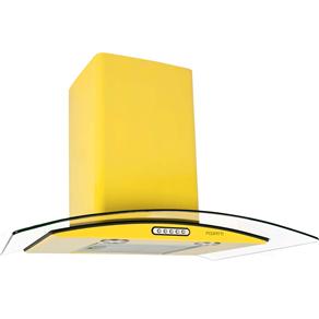 Coifa de Parede Fogatti Vidro Curvo CVC-70 - 70 Cm com 3 Velocidades e Lâmpadas LED - Amarela - 110v