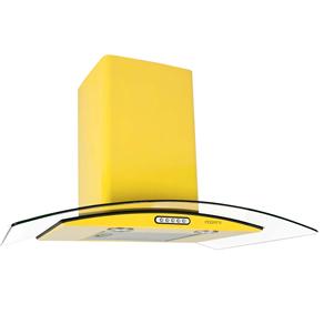 Coifa de Parede Fogatti Vidro Curvo CVC-75 - 75 Cm com 3 Velocidades e Lâmpadas LED - Amarelo - 110v