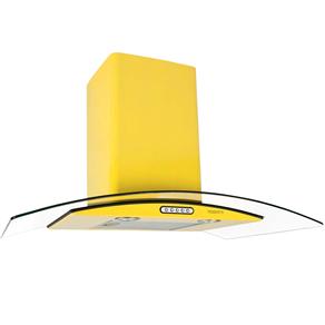 Coifa de Parede Fogatti Vidro Curvo CVC-80 - 80 Cm com 3 Velocidades e Lâmpadas LED - Amarelo - 220v