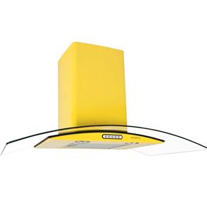 Coifa de Parede Fogatti Vidro Curvo CVC-90 - 90 Cm com 3 Velocidades e Lâmpadas LED - Amarela - 110v