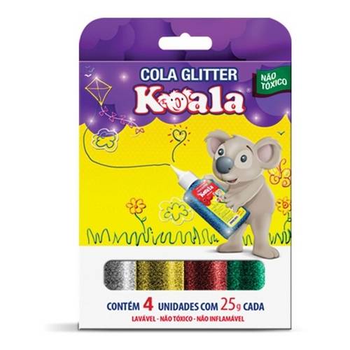 Cola C/ Glitter Colorida Escolar Koala C/ 4 Cores - Delta