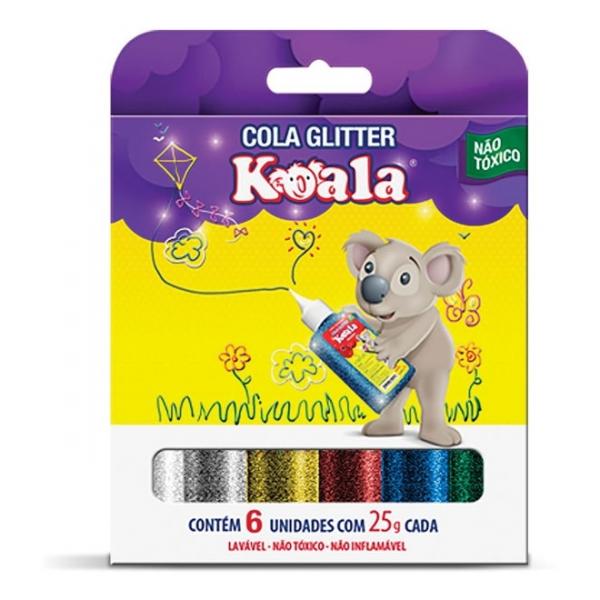 Cola C/ Glitter Colorida Escolar Koala C/ 6 Cores - Delta