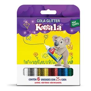 Cola C/ Glitter Colorida Escolar Koala C/ 6 Cores - Delta