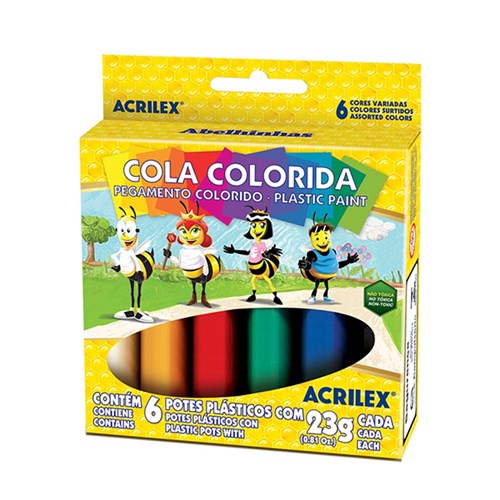 Cola Colorida 6 Cores Acrilex 23g Cada