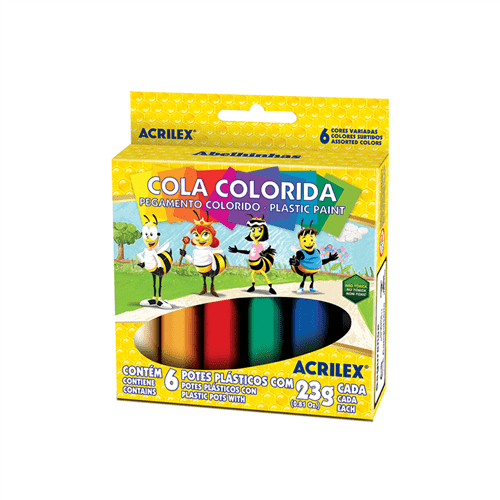 Cola Colorida 6 Cores 23Grs (Acrilex)