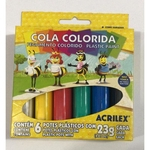 Cola colorida Acrilex com 6 cores, 23 gr
