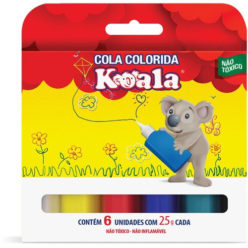 Cola Colorida Koala C/6 Cores 25g. Delta Estojo