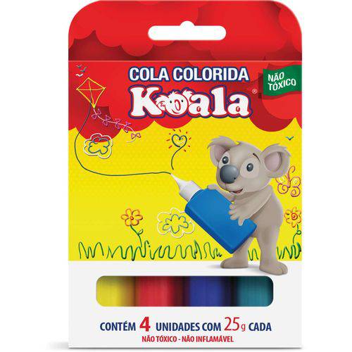 Cola Colorida Koala com 04 Cores 25g Delta Estojo