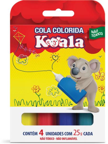 Cola Colorida Koala com 04 Cores 25G Estojo Delta