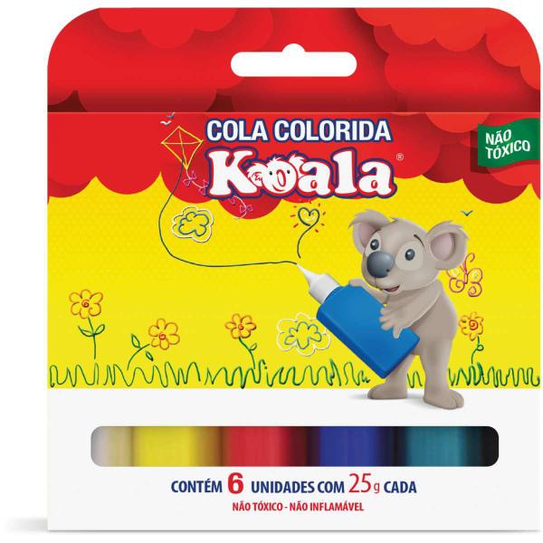 Cola Colorida Koala com 06 Cores 25G - Comprasjau