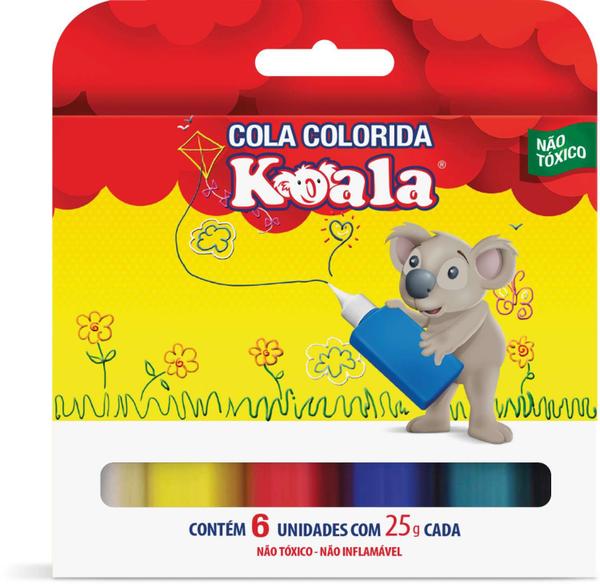 Cola Colorida Koala com 06 Cores 25G Estojo Delta