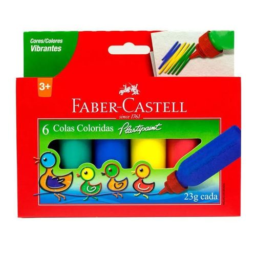 Cola Colorida Plastipaint 23g 6 Cores - Faber-castell