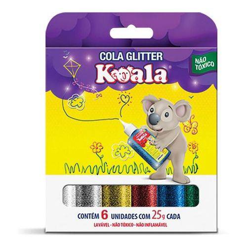 Cola com Glitter Koala 6 Cores Delta Caixa