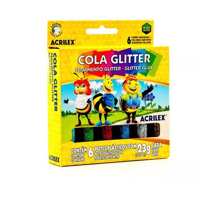 Cola Glitter com 6 Cores Sortidas Acrilex Acrilex