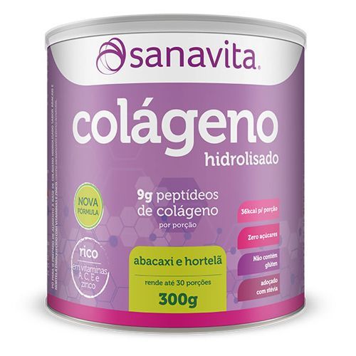 Colágeno Hidrolisado - 300g Abacaxi e Hortelã - Sanavita