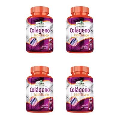 Colágeno Hidrolisado com Vitamina C - 4x 120 Cápsulas - Katigua