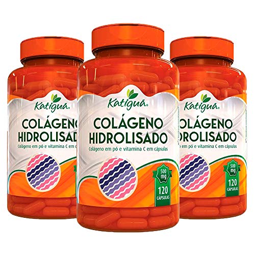 Colágeno Hidrolisado com Vitamina C - 3 Un 120 Cápsulas - Katigua