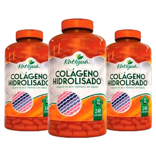 Colágeno Hidrolisado com Vitamina C - 3 Un 240 Cápsulas Katigua ...