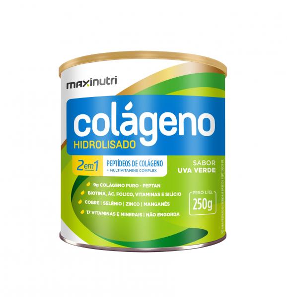 Colágeno Hidrolisado 2 em 1 250g - Uva Verde - Maxinutri