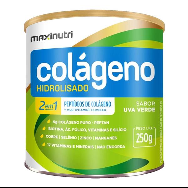 Colágeno Hidrolisado 2 em 1 250g Uva Verde - Maxinutri