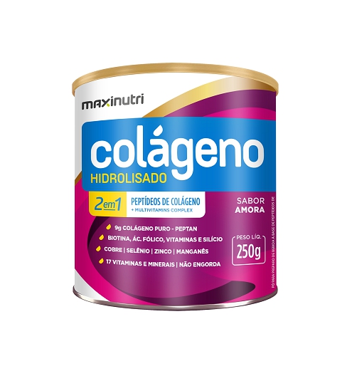 Colágeno Hidrolisado 2 em 1 - Maxinutri - Amora - 250g