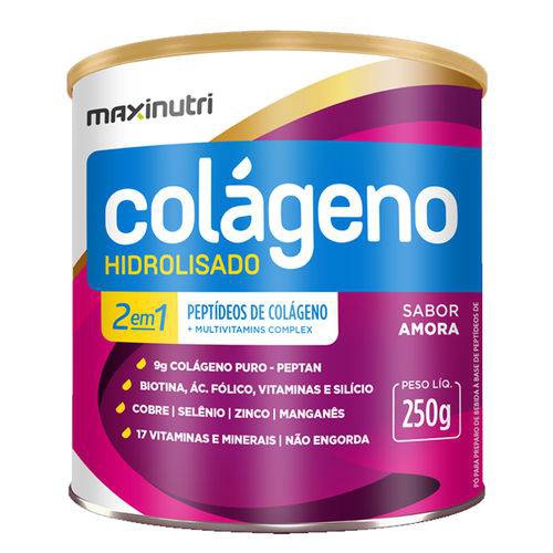 Colágeno Hidrolisado 2 em 1 Maxinutri - Sabor Amora - 250g