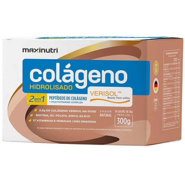 Colágeno Hidrolisado 2 em 1 Verisol Maxinutri 300g - 30 Sachês de 10g - Sabor Natural