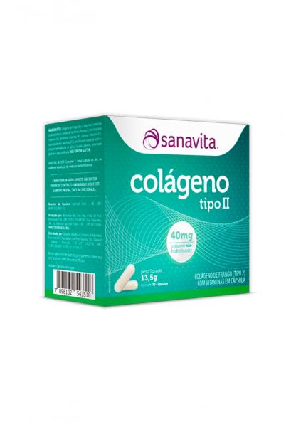 Colágeno Tipo II - 30 Cápsulas de 450 Mg - Sanavita