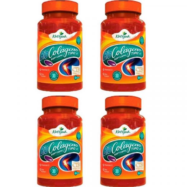 Colágeno Tipo II com Vitamina C - 4 Unidades de 30 Cápsulas - Katigua