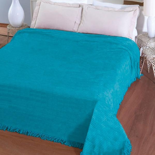 Colcha Casal Chenille Jolitex Azul