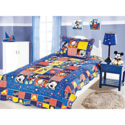 Colcha Infantil e Capa de Travesseiro Patchwork Mickey Disney 150 Fios 2 Peças - Camesa