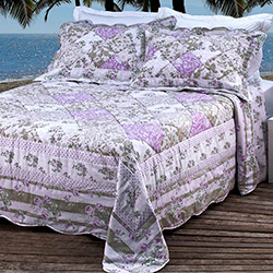 Colcha King Patchwork Alice Lilás 100% Algodão - Corttex Casa