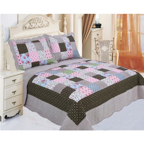 Colcha Patchwork Casal Estampada Melany Sultan 3 Peças